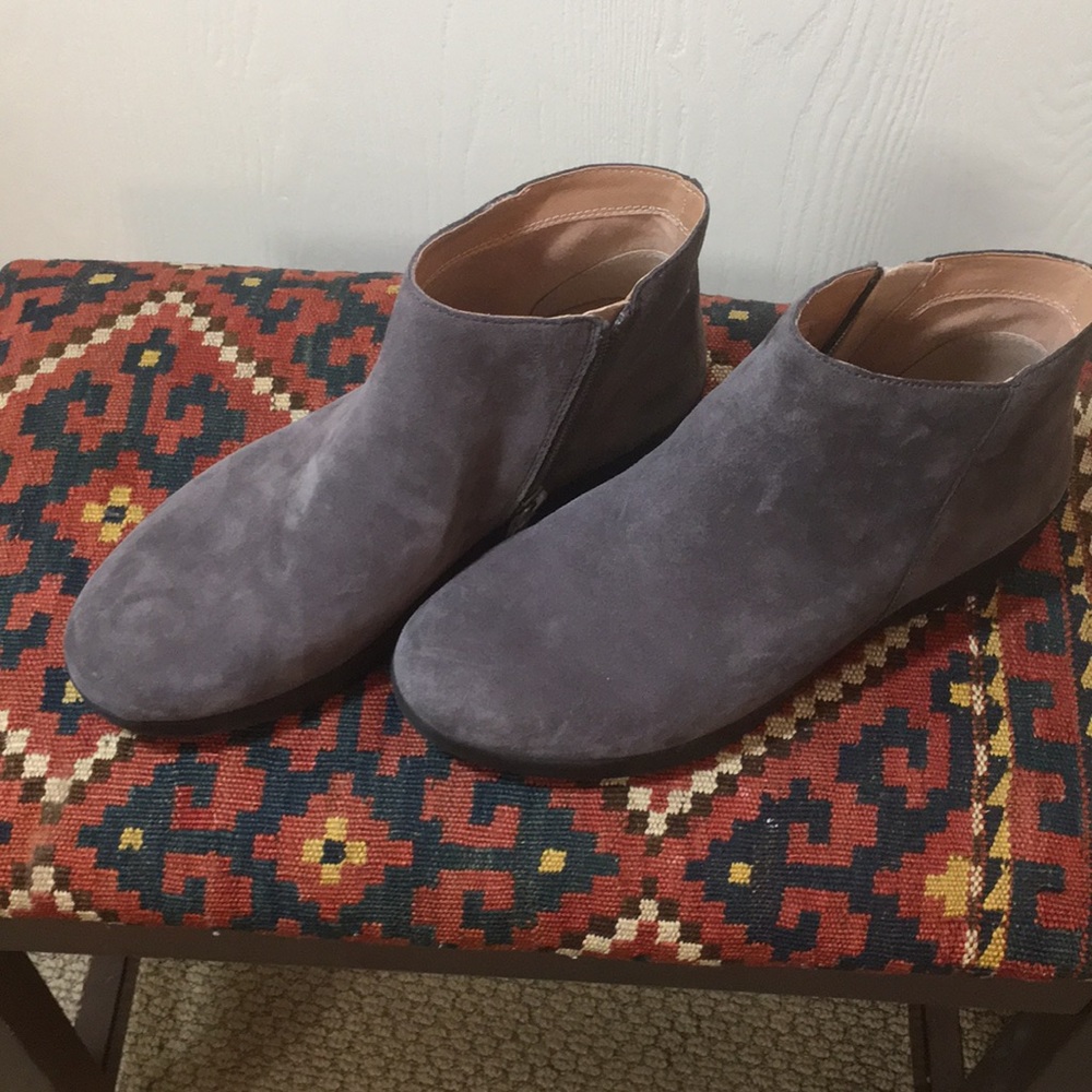 Gray suede booties